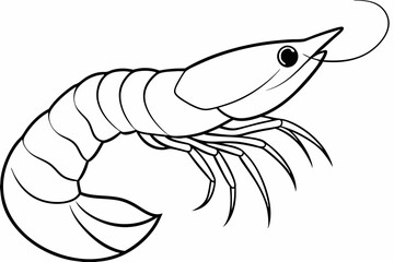 shrimp line art vector , shrimp icon vector, Sea lobster	
