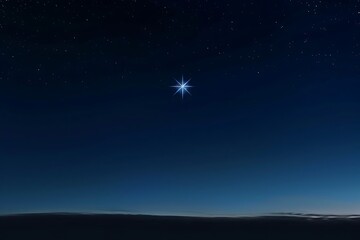 A minimalist representation of a single star in the night sky, with a soft gradient from deep blue to black. Evoking wonder and serenity.