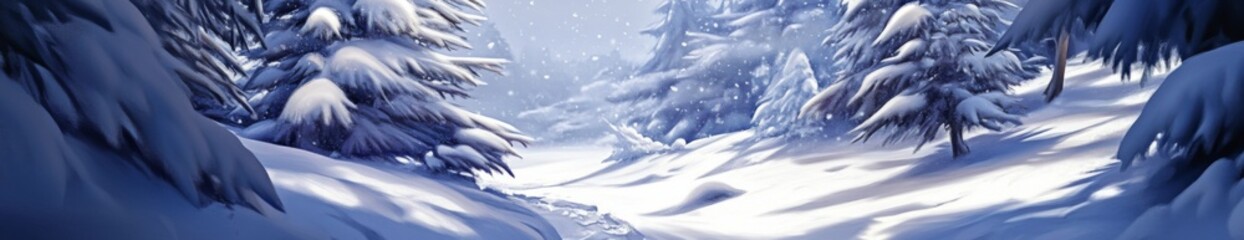 Winter's Tranquil Embrace: A High-Resolution Hand-Drawn Illustration of Nature's Peace in the Snow, Warmly Embracing the Season's Charm with Anime Style.