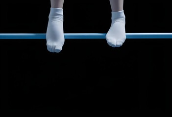 Naklejka premium Feet and Ankles Steady on Gymnastic Balance Beam: Tightrope Equilibrist in Perfect Equilibrium