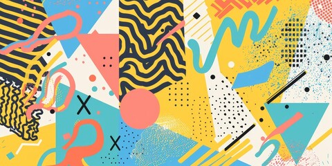 Fototapeta premium Abstract geometric shapes in bright colors.