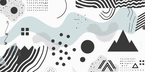 Naklejka premium Abstract black and white geometric pattern.