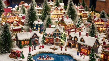 Charming Christmas Village Display with Miniature Houses