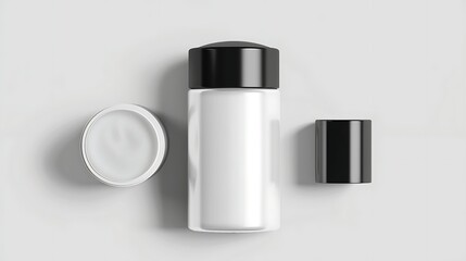 Realistic deodorant bottle mockup with cap on white background.