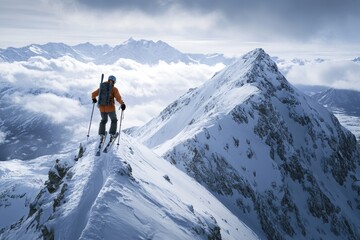 Aspen Skiing: Extreme Skiing Adventure at Summit with Breathtaking Mountain View