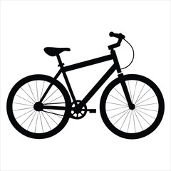 A racer is riding a bicycle on a hilly road silhouette vector illustration