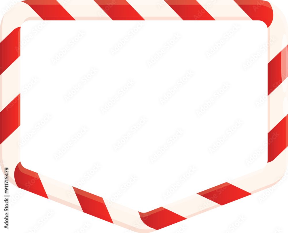 Poster red and white striped candy cane border creating an empty tilted hexagon frame