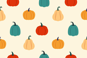 Seamless pattern ripe pumpkin. Vector illustratio
