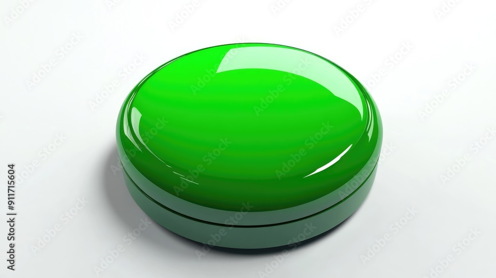 Poster easy button green. big green push-button symbol for yes close up