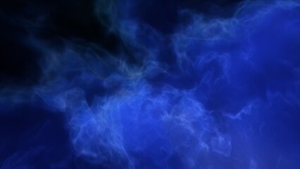 A blue space background with stars and a galaxy