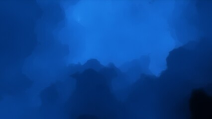 A blue space background with stars and a galaxy
