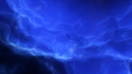 A blue space background with stars and a galaxy