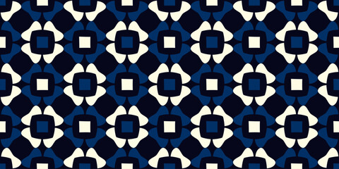 Elegant flowers seamless pattern plaid background geometric motif floral design. Square elements diamond shapes texture. Scarf, dress, shirt textile fabric swatch. Easy to recolor allover print block.