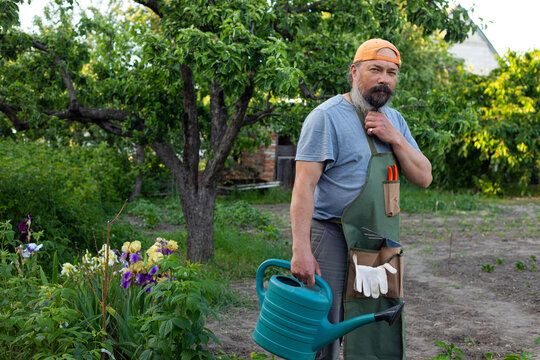 beautiful portrait of a farmer in the garden