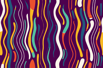 Stripes African seamless pattern. Ethnic tribal handmade seamless cartoon abstract background art. Orange yellow black background vector illustration