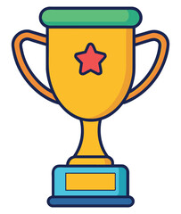 Colorful trophy with star isolated icon. Vector illustration