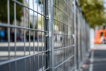 Obraz premium Temporary Fencing Zone: Steel Mobile Fence for Territory Protection