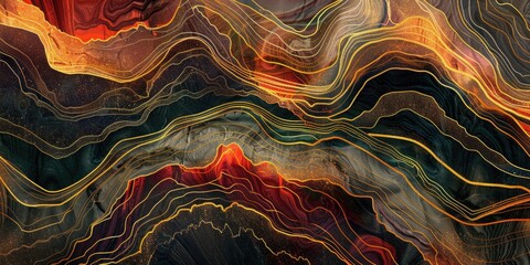 Obraz premium Abstract art with gold veins and glitter.
