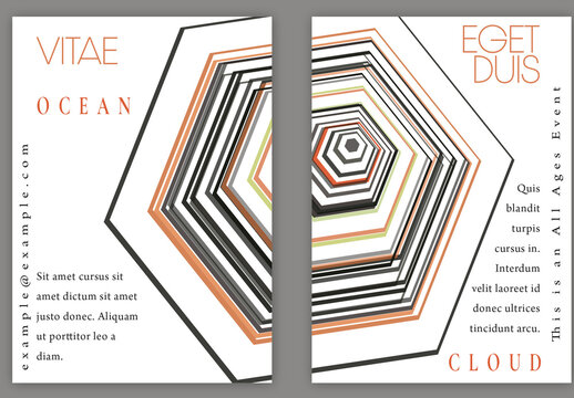 Flyer A4 with Futuristic Colored Abstract Geometric Shape