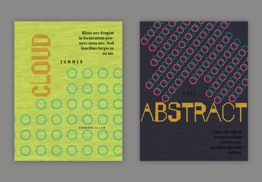 US Letter Flyer Simple Geometric Shapes Retro Colored Textured