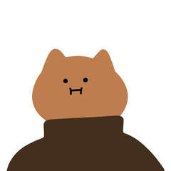 Adorable Cat Character in Turtleneck Vector | Cute Minimalist Brown Design