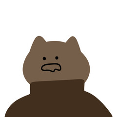 Adorable Cat Character in Turtleneck Vector | Cute Minimalist Brown Design