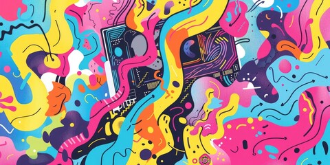 Obraz premium Abstract art with colorful shapes and lines.