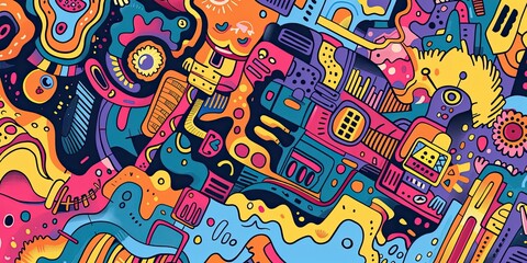 Obraz premium Abstract colorful doodle art background.