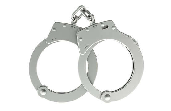 Handcuffs, top view. 3D rendering isolated on transparent background