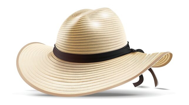 Women straw hat with a bow isolated on a white background.
