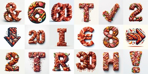 Naklejka premium BBQ meat Lettering Typeface. AI generated illustration
