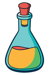 Colorful laboratory flask with liquid isolated icon. Vector illustration