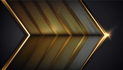 Luxury arrow gold line Background with black metal texture in 3d abstract style