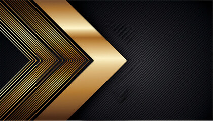 Luxury arrow gold line Background with black metal texture in 3d abstract style