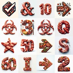 Fototapeta premium BBQ meat Lettering Typeface. AI generated illustration