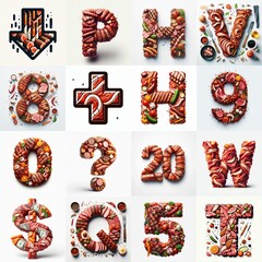 Fototapeta premium BBQ meat Lettering Typeface. AI generated illustration