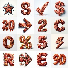 Fototapeta premium BBQ meat Lettering Typeface. AI generated illustration