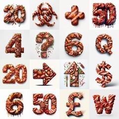 Fototapeta premium BBQ meat Lettering Typeface. AI generated illustration