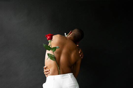 back of dancer in studio