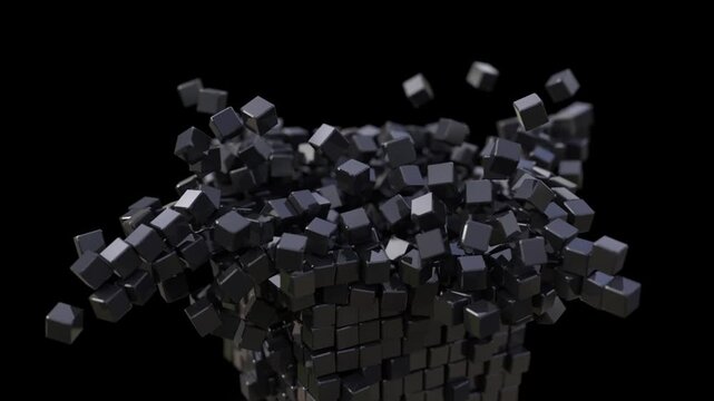 A large cube breaks into small ones