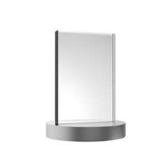 Glass award with metal base. Isolated. 3d illustration.