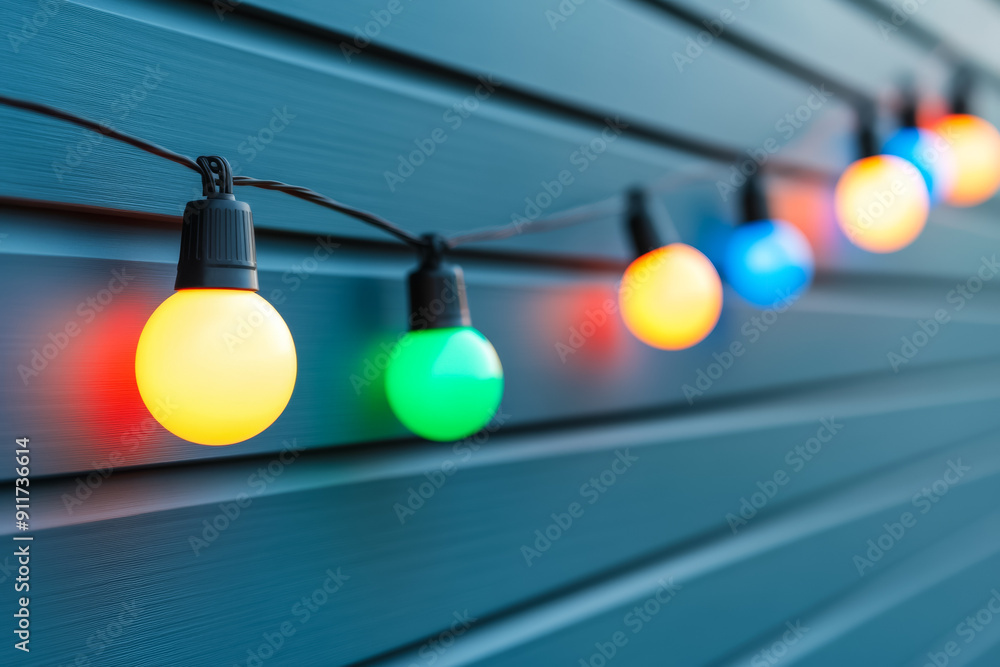 Poster close up of festive house lights background with empty space for text
