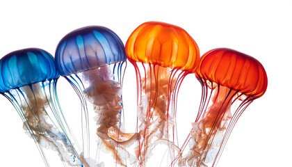  Colourful jellyfish bundle (orange, blue and red), isolated on a white background – A b_1(52)