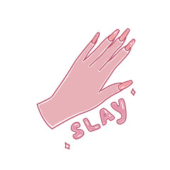 Slay, Peach Nails, Manicure, Feminist, Future Is Female, Girl Power, Selflove Illustration, Transparent Background, PNG