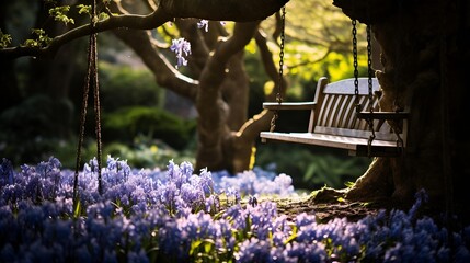 a bench in a garden. 