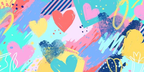 Abstract colorful heart pattern background.
