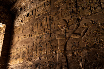Ancient Egyptian wall carvings at Karnak Temple