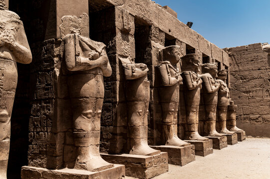 Ancient statues at Karnak Temple, travelling Egypt