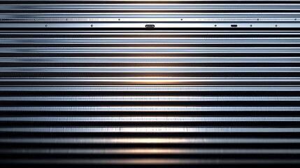 Fototapeta premium Seamless pattern of shiny metallic corrugated industrial roller shutter door with bright reflections 