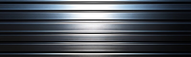 Obraz premium Seamless pattern of shiny metallic corrugated industrial roller shutter door with bright reflections 